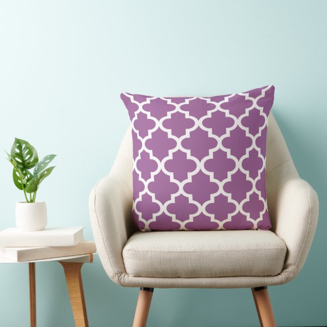 Modern Violet Moroccan Quatrefoil Mönster Kudde (Stol)