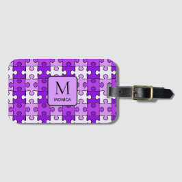 Modern Violet Puzzle Delar Monogram Bagagebricka