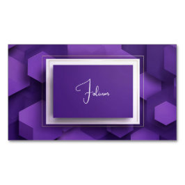 Modern Violett Hexagon Geometrisk Guld Ram Magnetiska Visitkort