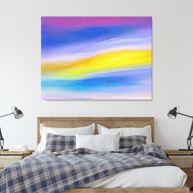 Modern Violett och Gyllene Stråle Abstrakt Konst Canvastryck (Insitu (sovrum))