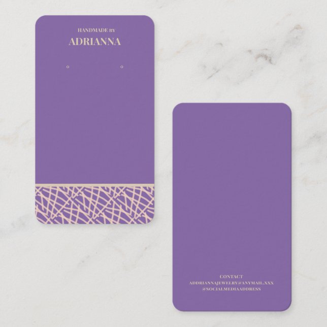 Modern Violett Örhänge Display Affärskort Visitkort (Fram/baksida)