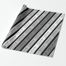 Modern Violin Coola Mönster Stripe Retro Chic Gråt Presentpapper