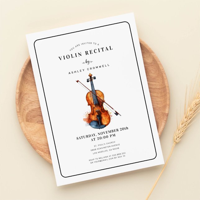 Modern violinrecital i svart och vitt inbjudningar (Skapare uppladdad)