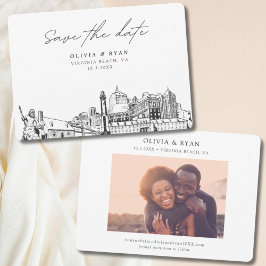 Modern Virginia Beach Wedding Spara datumet Inbjudningar