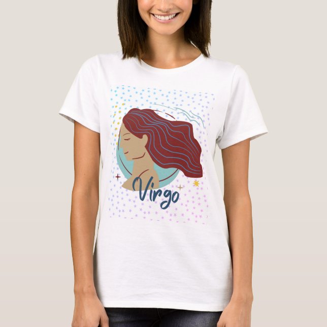 Modern Virgo Kvinna Zodiac T-Shirt (Framsida)