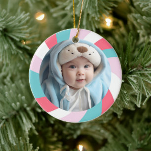 Modern Virvel HAPPY HOLIDAYS ANPASSAD FOTO Stjärna Julgransprydnad Keramik