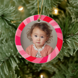 Modern Virvel HAPPY HOLIDAYS ANPASSAD FOTO Stjärna Julgransprydnad Keramik
