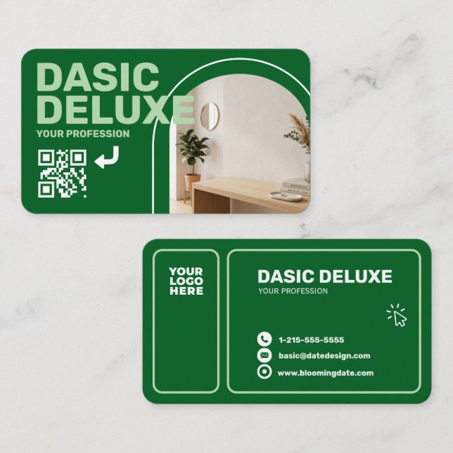 Modern visitkort för foto med logotyp och QR-kod (Fram/baksida)