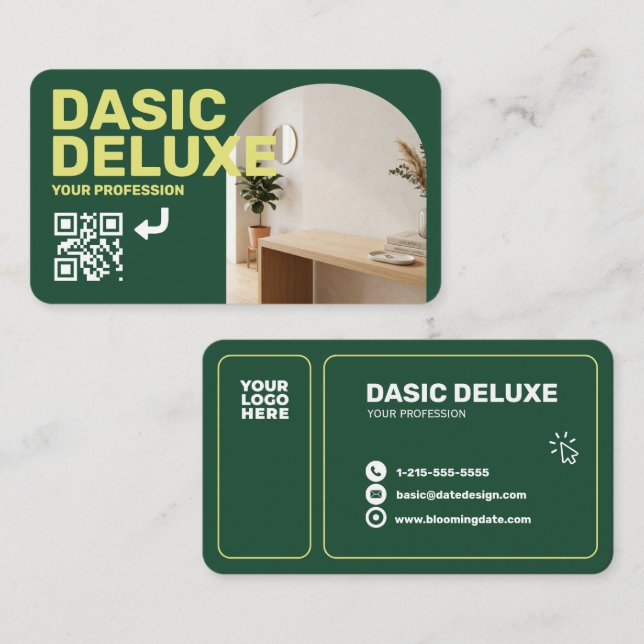 Modern visitkort för foton med logotyp och QR-kod (Fram/baksida)