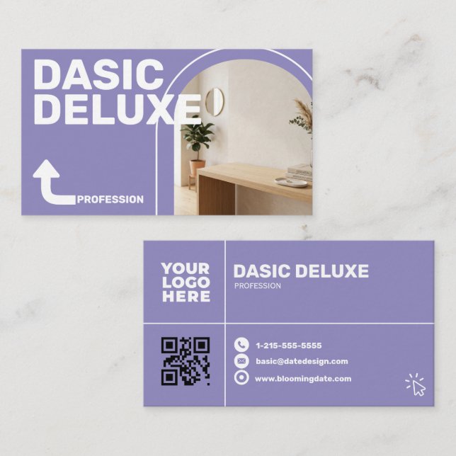 Modern visitkort för foton med logotyp och QR-kod (Fram/baksida)