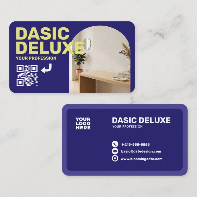 Modern visitkort för foton med logotyp och QR-kod (Fram/baksida)