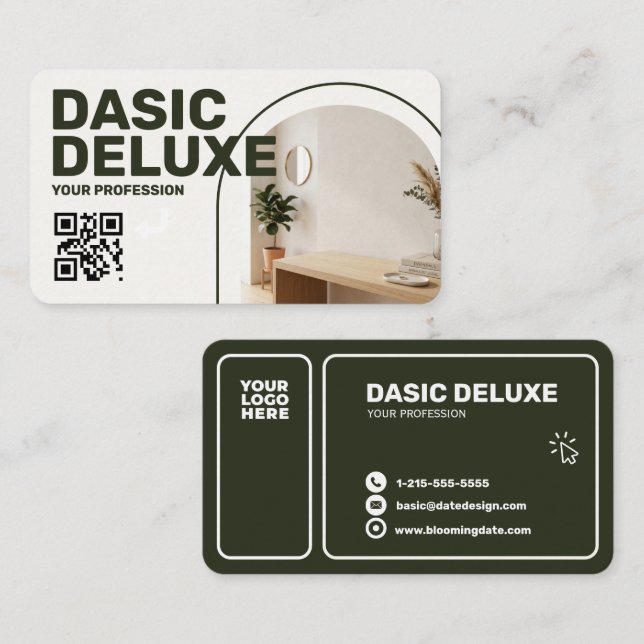 Modern visitkort för foton med logotyp och QR-kod (Fram/baksida)