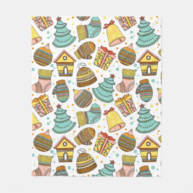 Modern viskistisk jul-Helgdag Festive Mönster Fleecefilt (Framsidan)