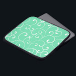 Modern vismisk Curls Mönster Aqua Laptop Sleeve<br><div class="desc">En modern,  viskös utformning med en vit mönster mot en akvatisk bakgrund. Den här datorns sleeve är ett tilltalande sätt att skydda din bärbara dator eller datorenhet.</div>
