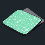 Modern vismisk Curls Mönster Aqua Laptop Sleeve<br><div class="desc">En modern,  viskös utformning med en vit mönster mot en akvatisk bakgrund. Den här datorns sleeve är ett tilltalande sätt att skydda din bärbara dator eller datorenhet.</div>