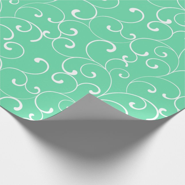 Modern vismisk Curls Mönster Aqua Presentpapper (Hörn)
