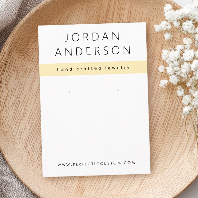 Modern visning för ljusare gult och vitörning visitkort (Modern light yellow and white earring display card)