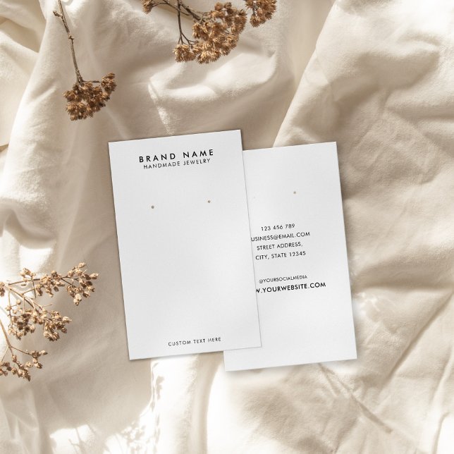 Modern Visning för minimal avläsning Visitkort (Modern Minimalist Earring Display Card)