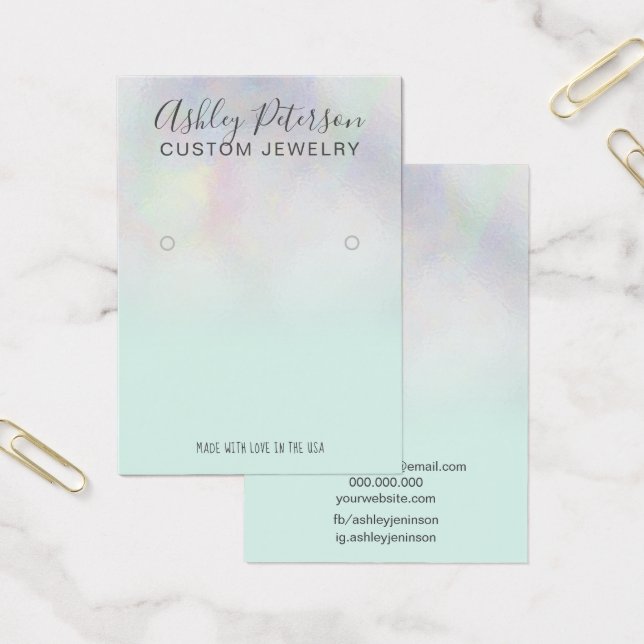 Modern visning för pärlkärl nacre ombre teal earri visitkort (Kontor)