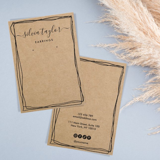 Modern visning-kort för enkel Calligraphy Earring Visitkort (Skapare uppladdad)