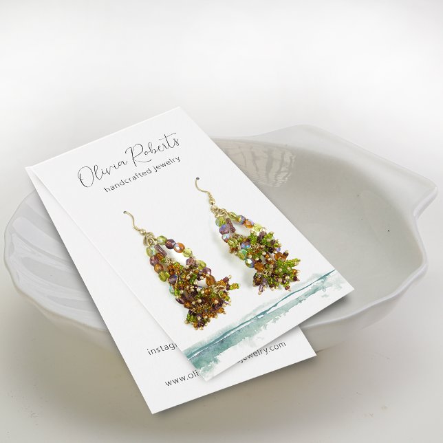 Modern Visning-kort för visning av vattenfärg i sk Visitkort (Modern Script Watercolor Earring Display Card)