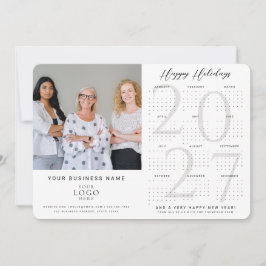 Modern vit 2027 kalender företagslogotyp foto julkort