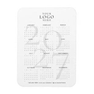 Modern Vit 2027 Kalendermarkör för Företag Magnet