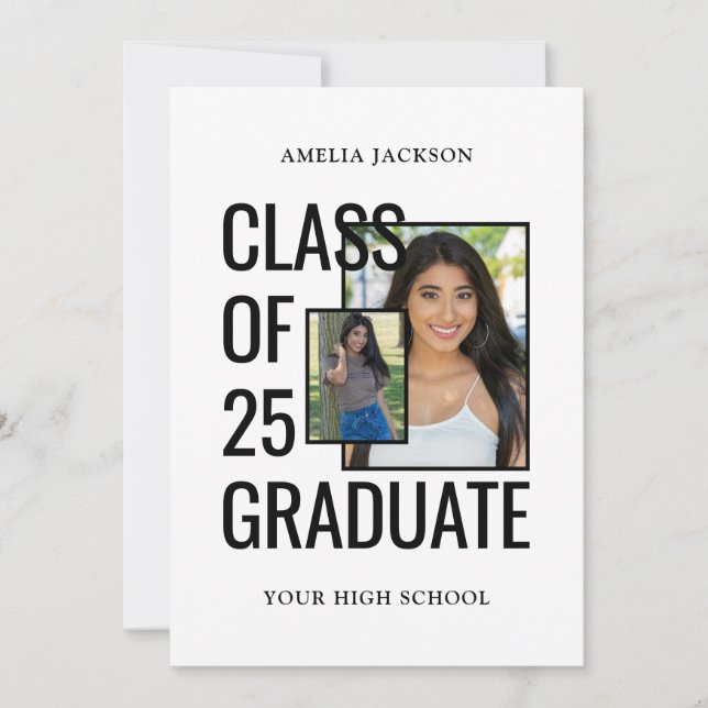 Modern Vit 2-fotoklass av 25 Grad Open House Inbjudningar (Framsida)