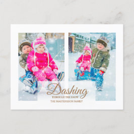 Modern Vit 2-fotomul, dashte Snö Helg Vykort