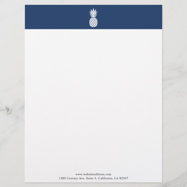 Modern vit ananas logotyp Letterhead Brevhuvud (Framsida)