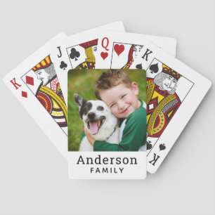 Modern Vit Anpassad Familjenamn Foto Casinokort