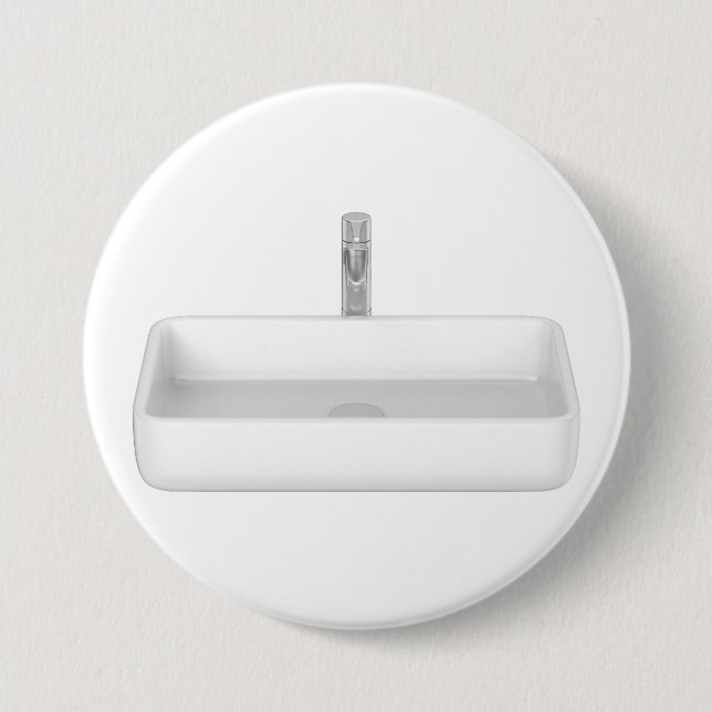 Modern, vit badrumssabb med krukett knapp (Framsida)