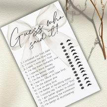 Modern vit båge Gissa vem sa det Bröllopsspel 