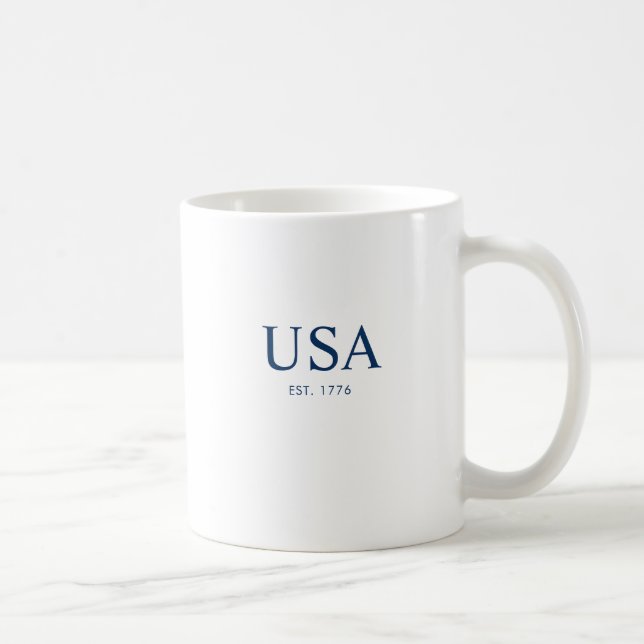 Modern Vit Blå USA Grundad 1776 Kaffemugg (Höger)