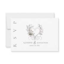 Modern vit blomma med Heart Bröllop