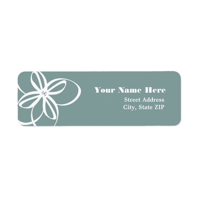 Modern vit blomma returadress etikett (Framsidan)