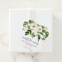 Modern Vit Blommig Elegant Bröllopsdusch Gåvor Etiketter