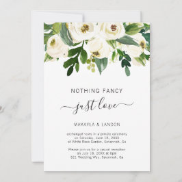 Modern Vit Blommig Elegant Bröllopsmottagning Inbjudningar