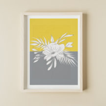 Modern vit Blommigt om Colorblock