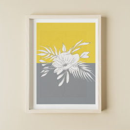 Modern vit Blommigt om Colorblock Poster