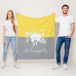 Modern vit Blommigt på Colorblock Personlig Fleecefilt