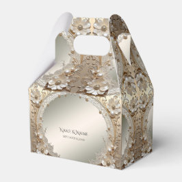 Modern vit blommor Pärlor Favor Box Presentaskar