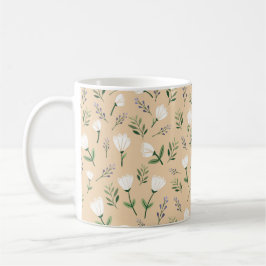 Modern vit blomster kaffemugg