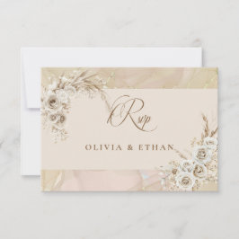 Modern vit boho blomsterbåge bröllop RSVP-kort