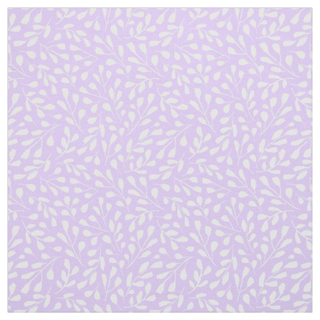 Modern vit botanisk Lila Löv Mönster Lilac Tyg (Provkarta)