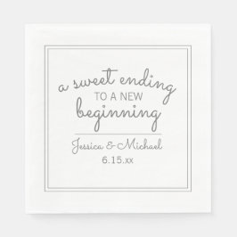 Modern vit Bröllop Sweet Ending New Beginn Pappersservett