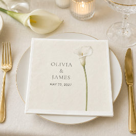 Modern vit Calla Lily Bröllopsservett Pappersservett
