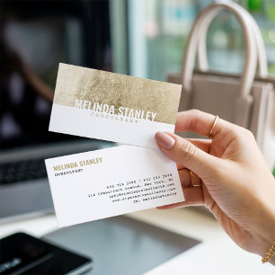 Modern vit chic guld-blocket elegant färg visitkort