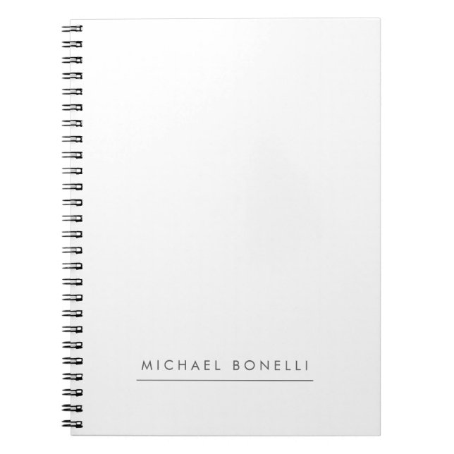 Modern vit, enkel, enkel, minimalistisk Elegant Anteckningsbok (Framsidan)