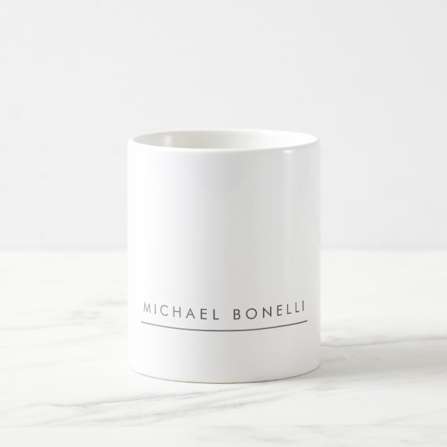 Modern vit, enkel, enkel, minimalistisk Elegant Kaffemugg (Center)
